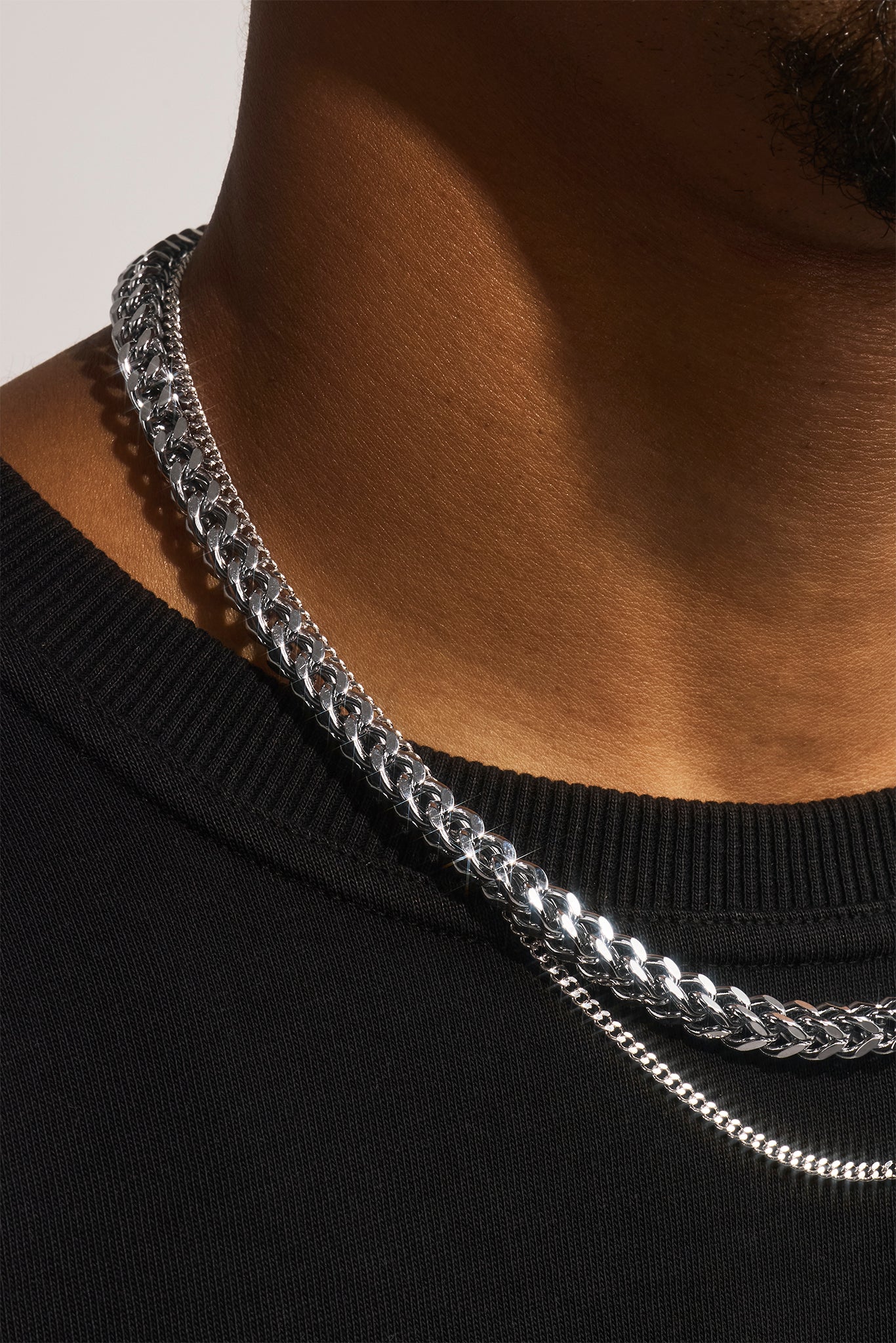 Micro Cuban Chain 2.5mm & Franco Chain 6mm - White