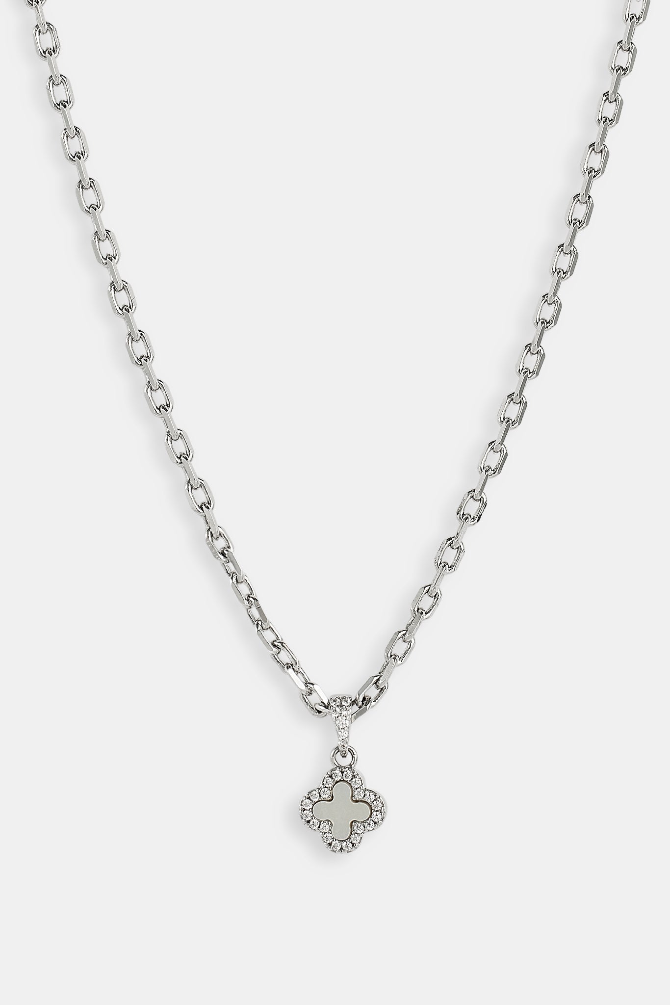 Rolo-Halskette mit Perlmuttmotiv – 8 mm – Weiß