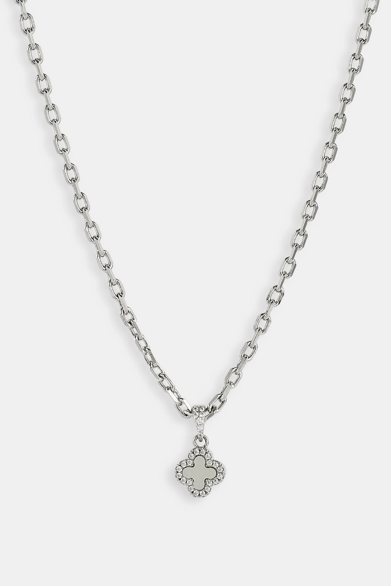 Rolo-Halskette mit Perlmuttmotiv – 8 mm – Weiß