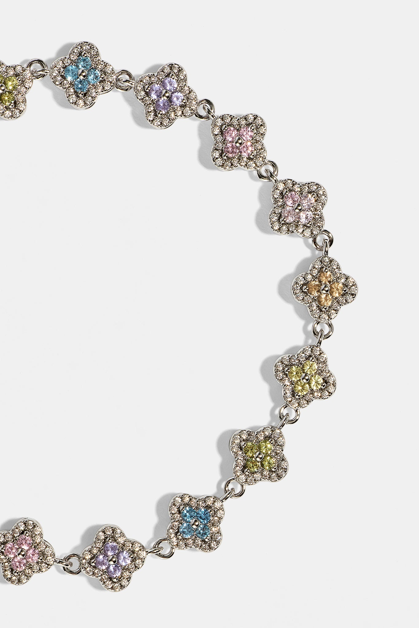 Womens Multi Motif Cross Stone Bracelet - 8mm - White