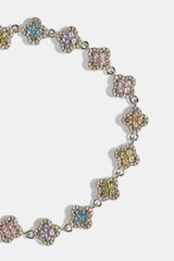 Womens Multi Motif Cross Stone Bracelet - 8mm - White