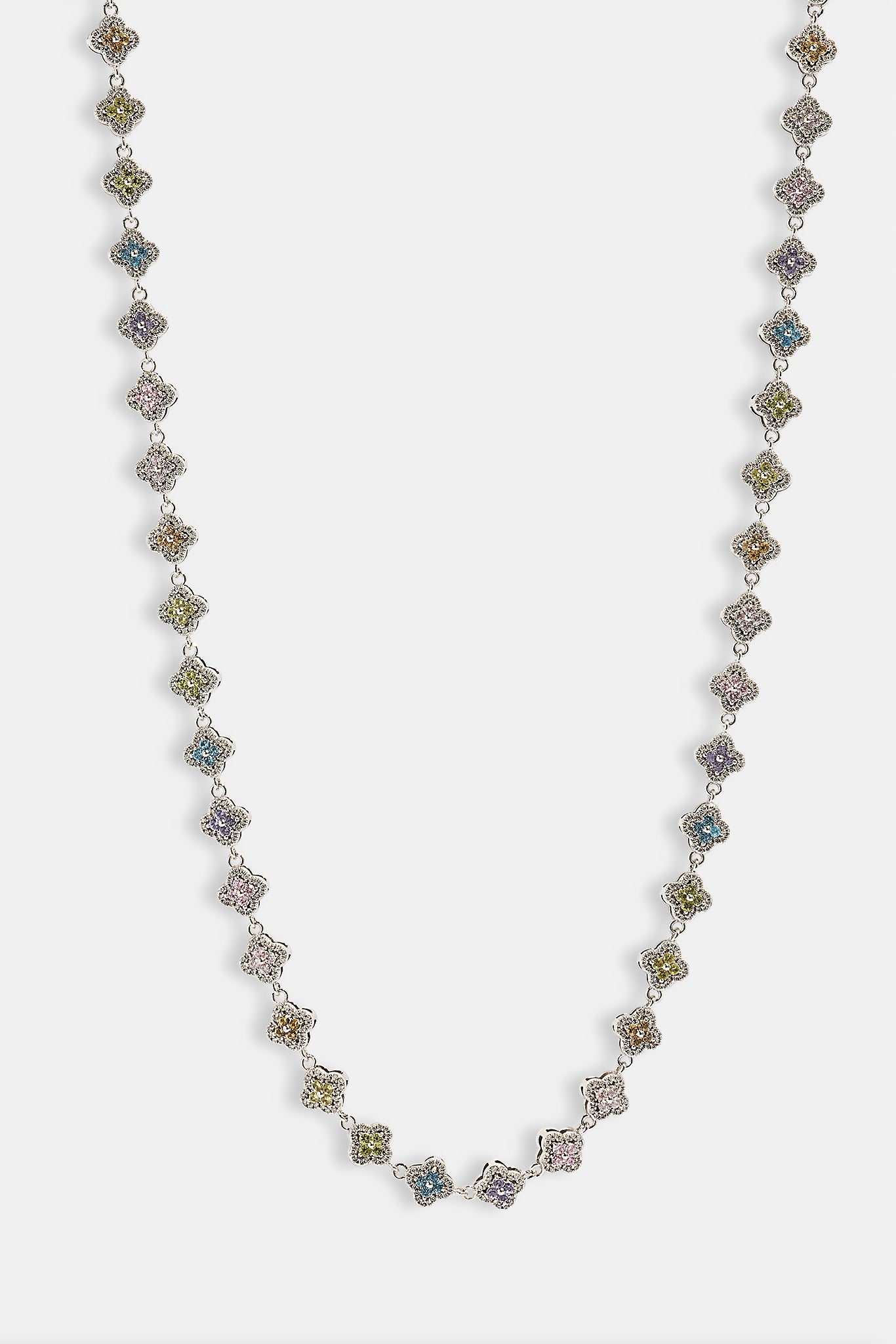 Womens Multi Motif Cross Stone Chain - 8mm - White