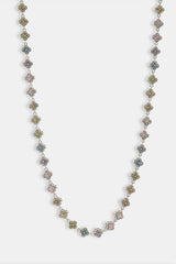 Womens Multi Motif Cross Stone Chain - 8mm - White