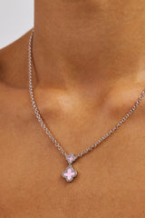 Pink Double Motif Necklace - 10mm - White