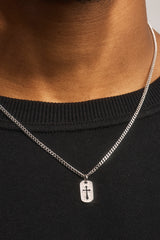 Polished Cross Outline Necklace - 15mm - White