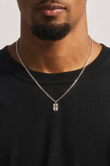 Polished Cross Outline Necklace - 15mm - White