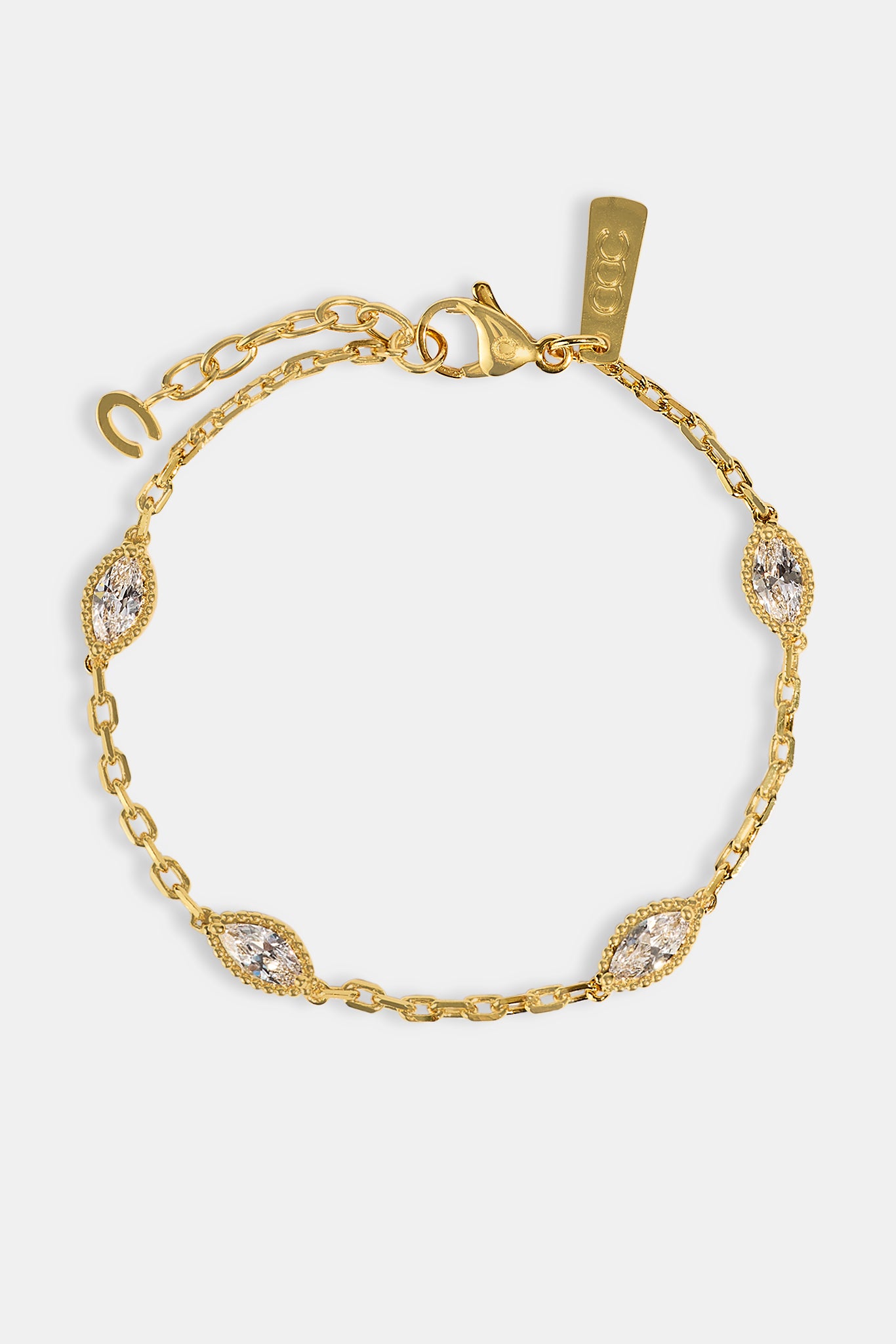 Rolo-Armband mit ovalem Eisstein – 6 mm – Gold