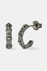 Multi Cross Oxidised Hoop Earrings - 10mm - White
