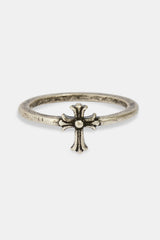 Oxidised Cross Motif Ring - 10mm - White