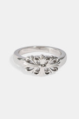 Cross Motif Signet Ring - 10mm - White