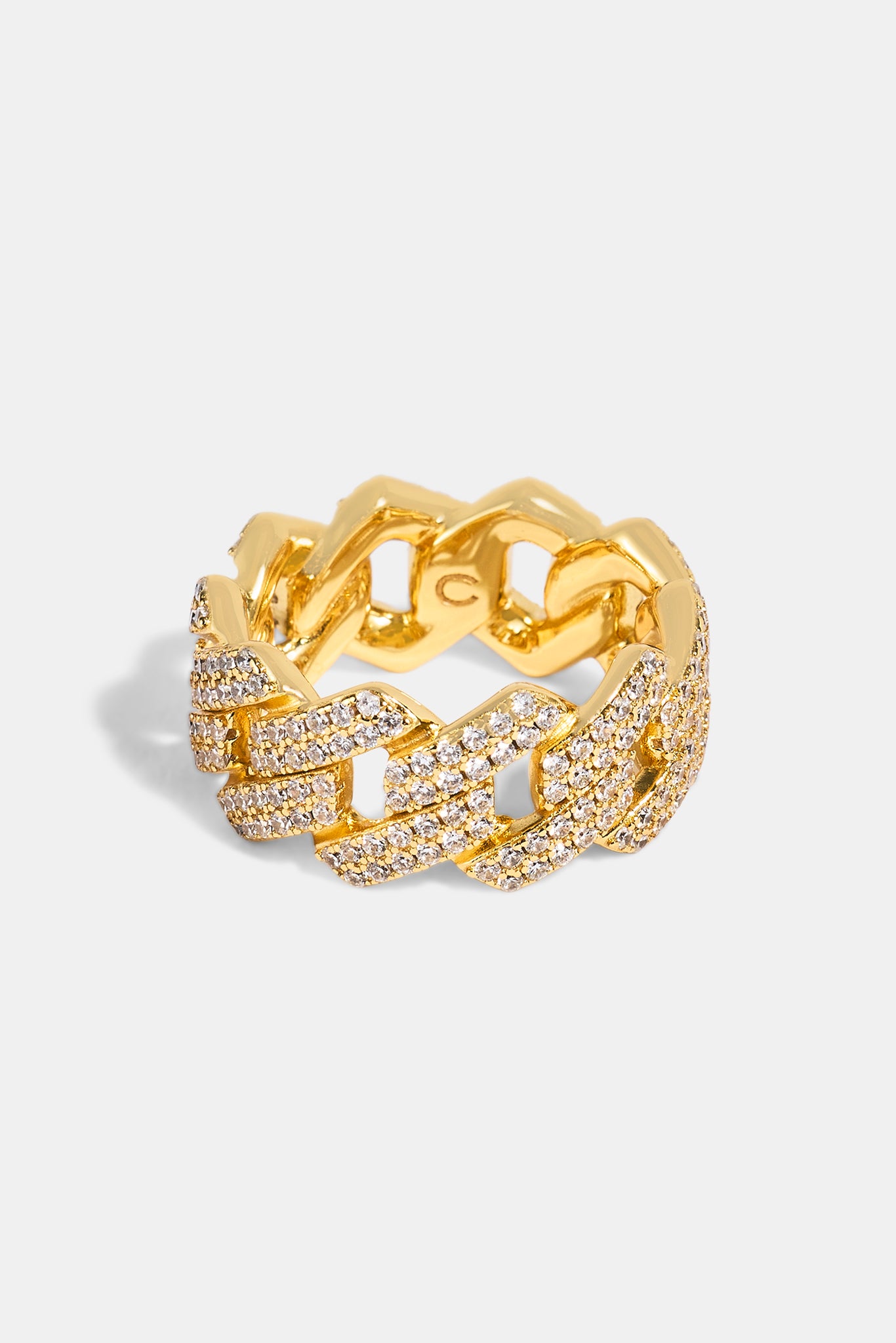 Iced Prong Cuban Ring - 10mm - Gold