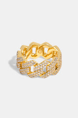 Iced Prong Cuban Ring - 10mm - Gold