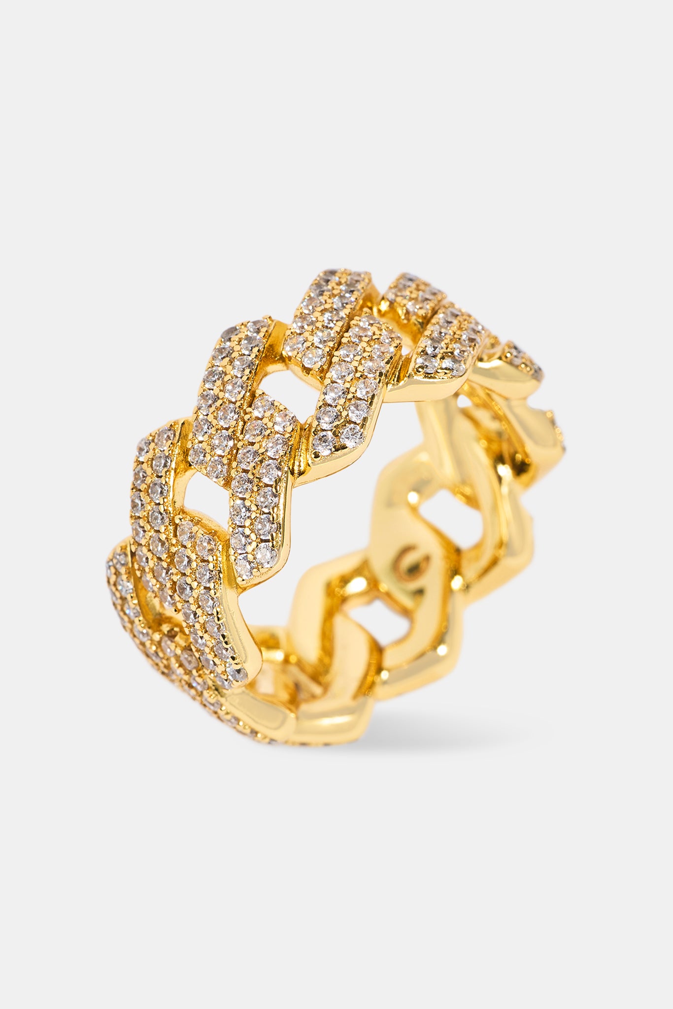 Iced Prong Cuban Ring - 10mm - Gold