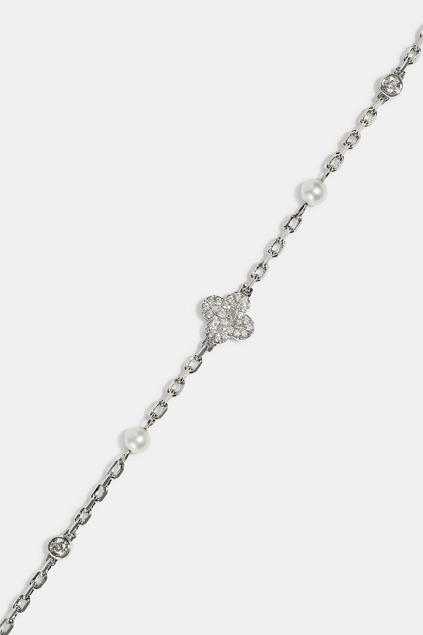 CZ & Micro Pearl Motif Chain - 3mm - White