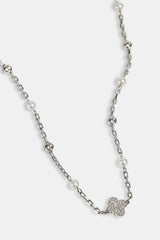 CZ & Micro Pearl Motif Chain - 3mm - White