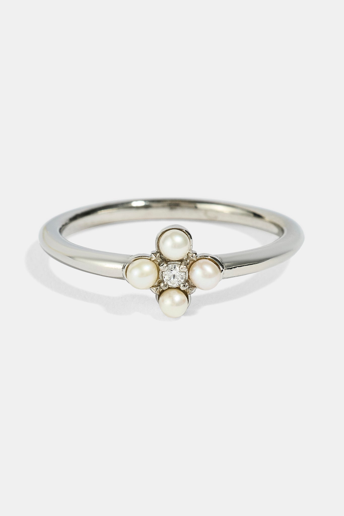 Mikro-Perlen- & Zirkonia-Motivring – 2,5 mm – Weiß