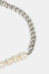 Pearl Mix Cuban Bracelet - 5mm - White