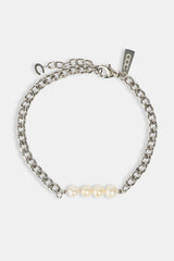 Pearl Mix Cuban Bracelet - 5mm - White