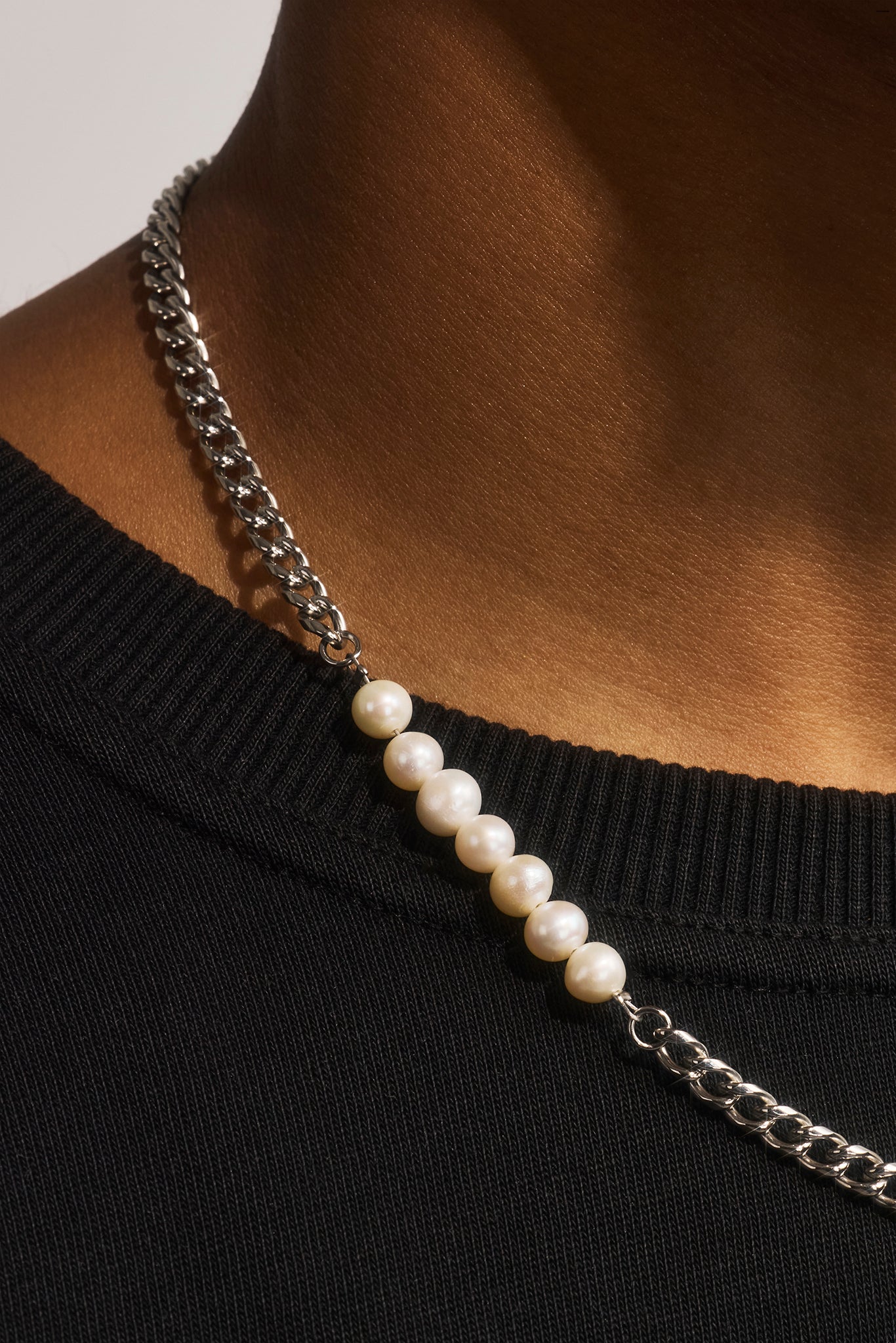 Pearl Mix Cuban Chain - 5mm - White