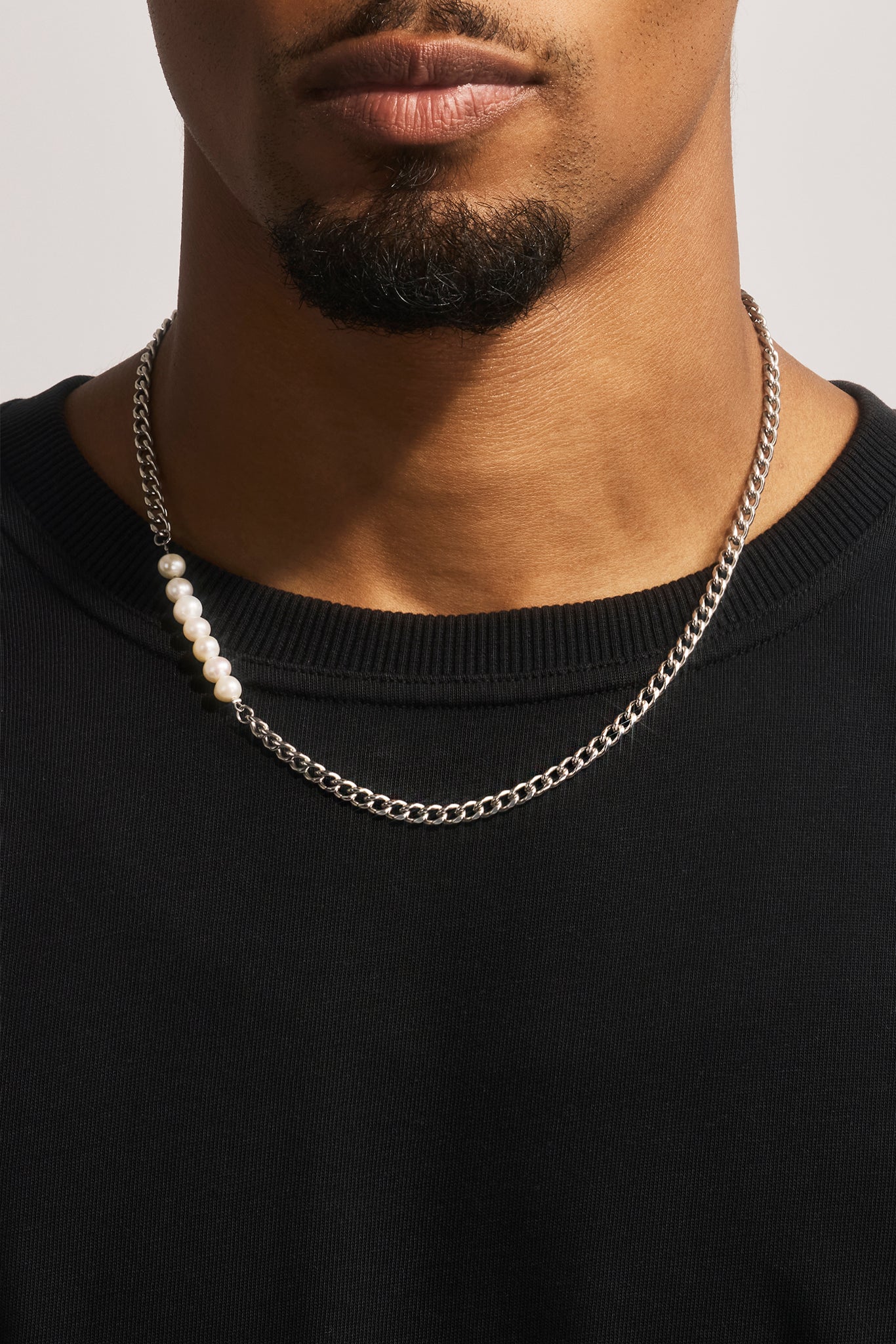 Pearl Mix Cuban Chain - 5mm - White