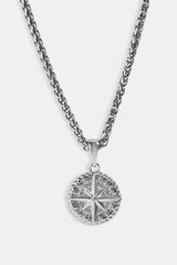 Kompass-Anhänger & 3 mm polierte Weizenkettengliederkette – Weiß