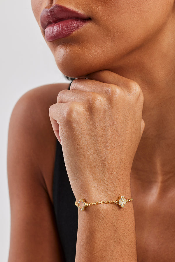 Rolo-Armband mit rosa Achat und Eismotiv – 10 mm