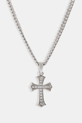 Polished Edge Iced Cross Cuban Necklace - 25mm