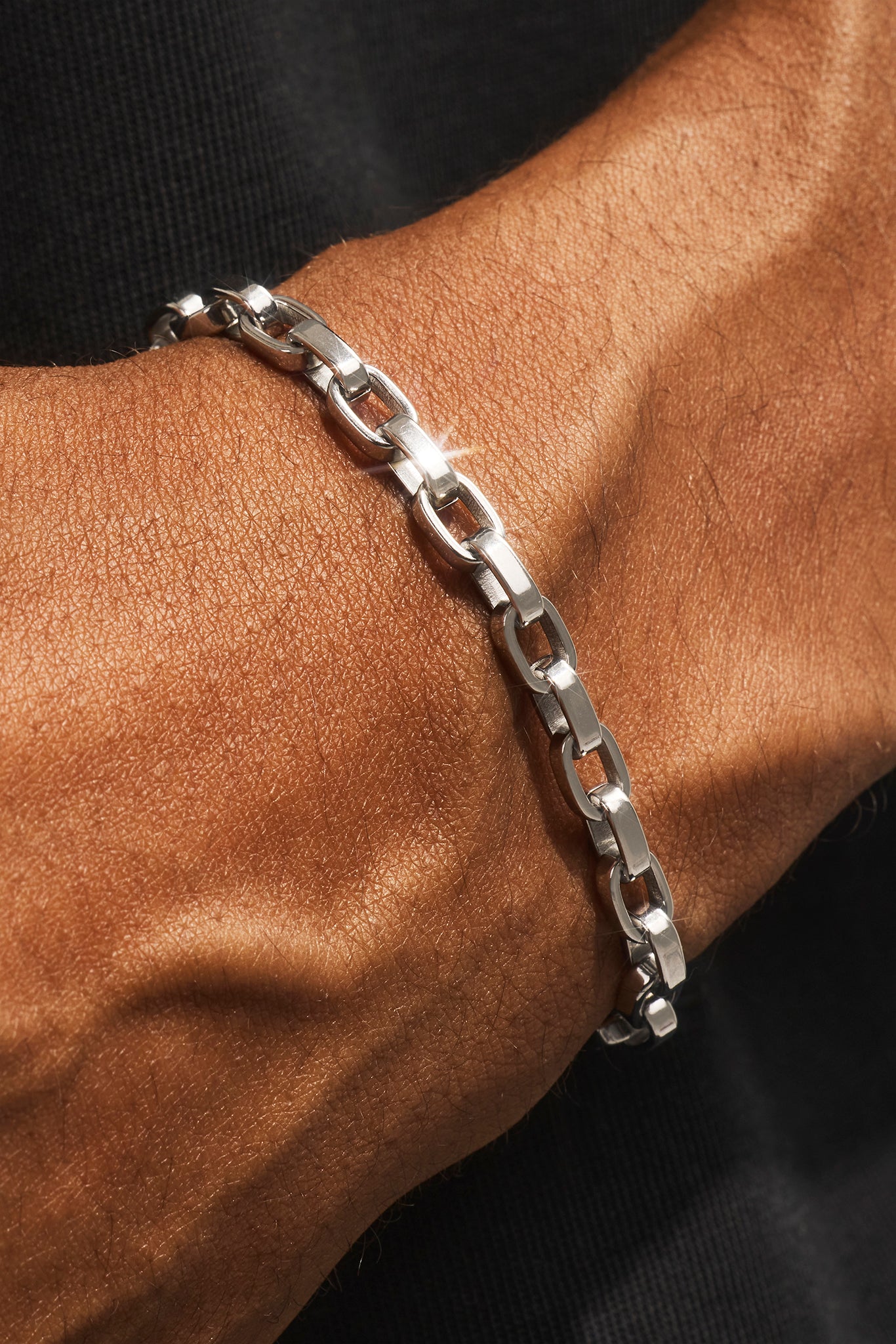 Polished Connected Link Bracelet - 5mm - White