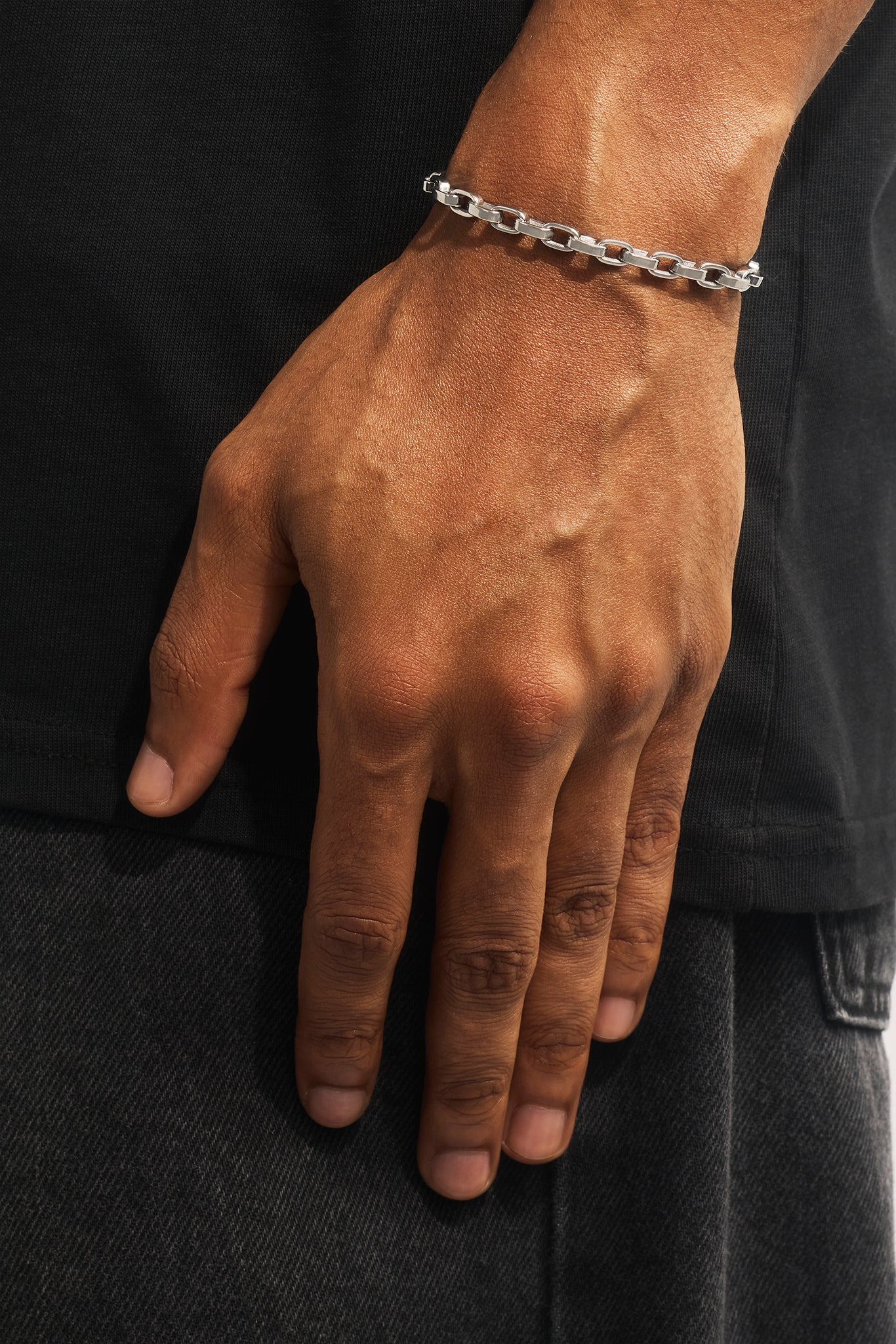 Polished Connected Link Bracelet - 5mm - White