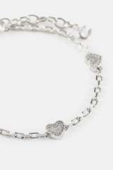 Purple Agate Heart Rolo Bracelet - 6mm