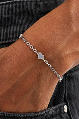 Lila Achat Herz Rolo Armband - 6mm