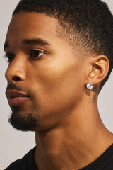 Round Cut Stud Earrings - 10mm - White