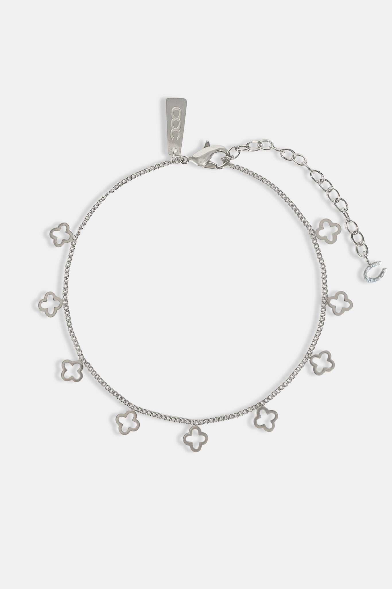 Womens Multi Motif Anklet - 6mm - White