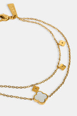 Double Layer Motif & Mother of Pearl Anklet - 10mm - Gold