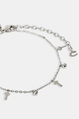 Multi Cross & CZ Anklet - 8mm - White