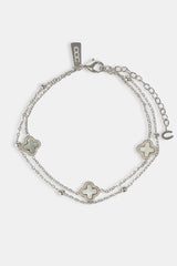 Double Layer Multi Motif Mother of Pearl Anklet -10mm - White