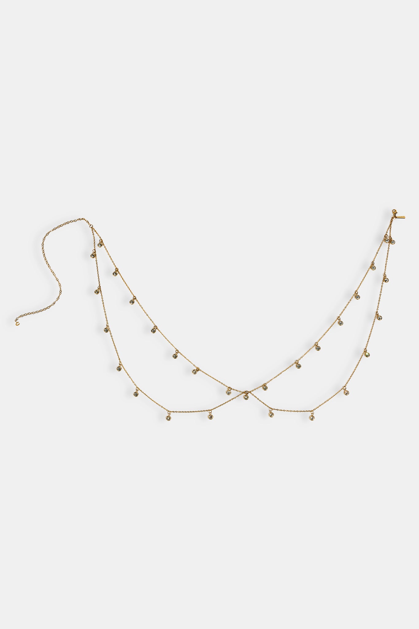 Double Layer CZ Droplet Body Chain - 10mm - Gold