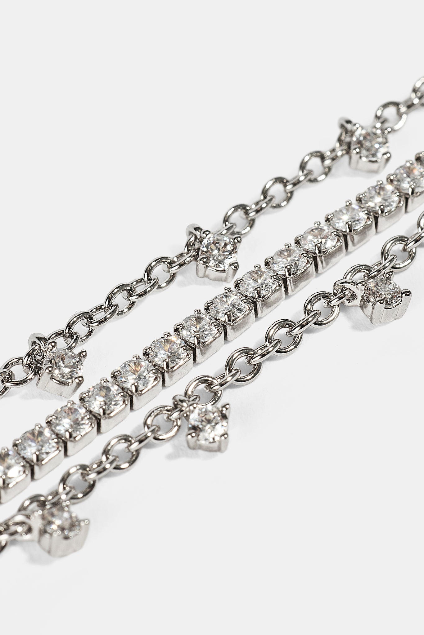 Triple Layer Iced Stone Bracelet - 5mm - White