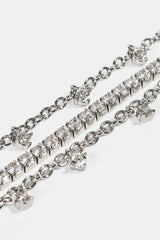 Triple Layer Iced Stone Bracelet - 5mm - White