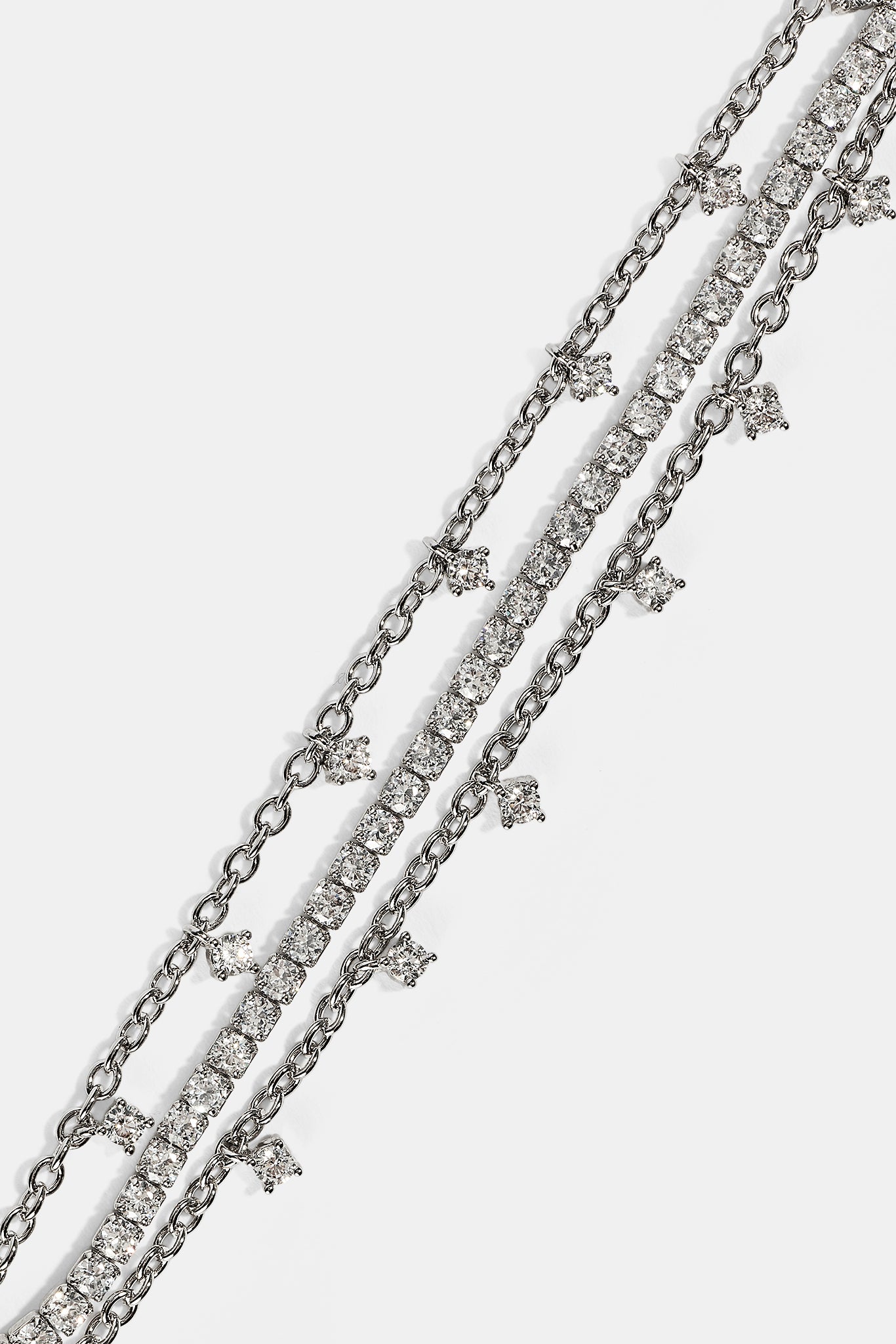 Triple Layer Iced Stone Bracelet - 5mm - White