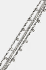 Triple Layer Iced Stone Bracelet & Chain - 5mm - White