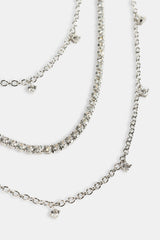 Triple Layer Iced Stone Chain - 5mm - White