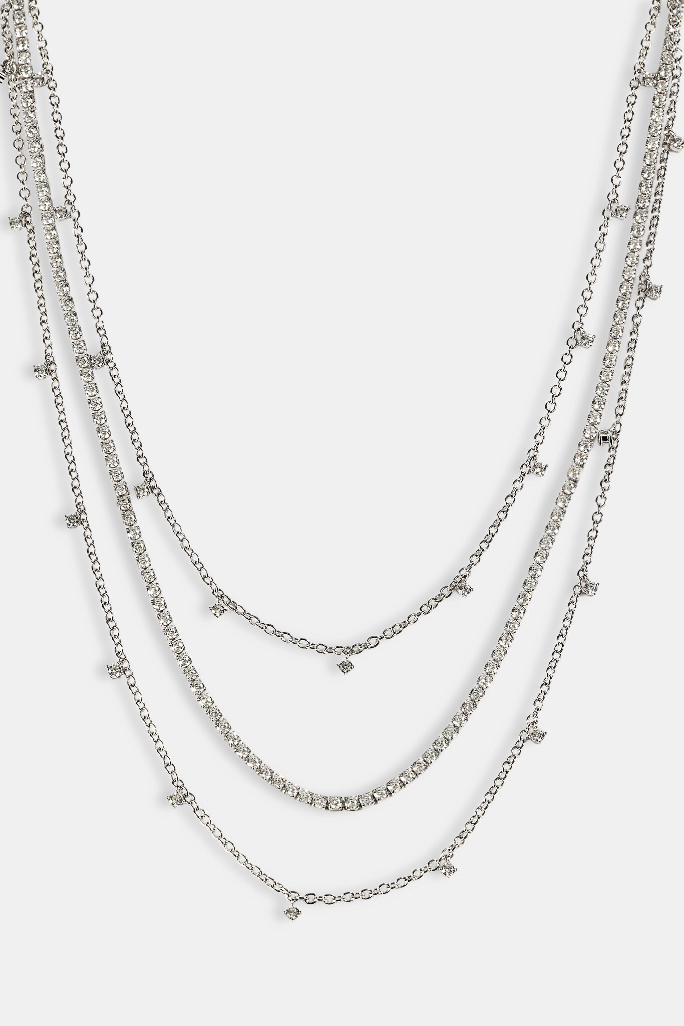 Triple Layer Iced Stone Chain - 5mm - White