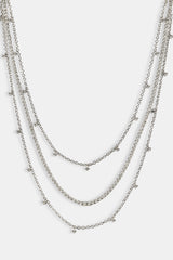 Triple Layer Iced Stone Chain - 5mm - White