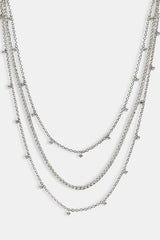 Triple Layer Iced Stone Bracelet & Chain - 5mm - White