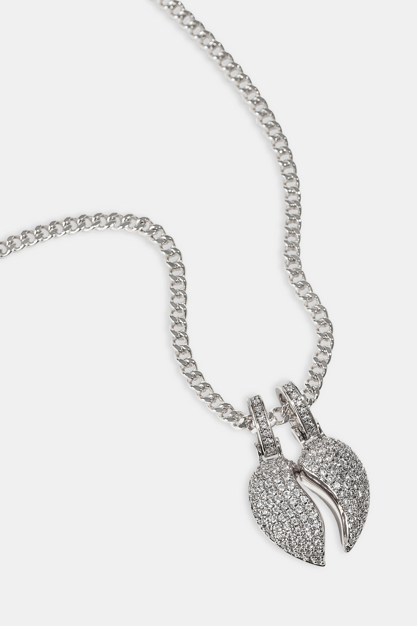 Iced Heartbreak Pendant Necklace - 15mm - White