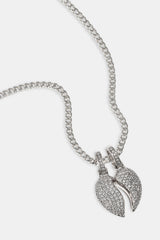 Iced Heartbreak Pendant Necklace - 15mm - White