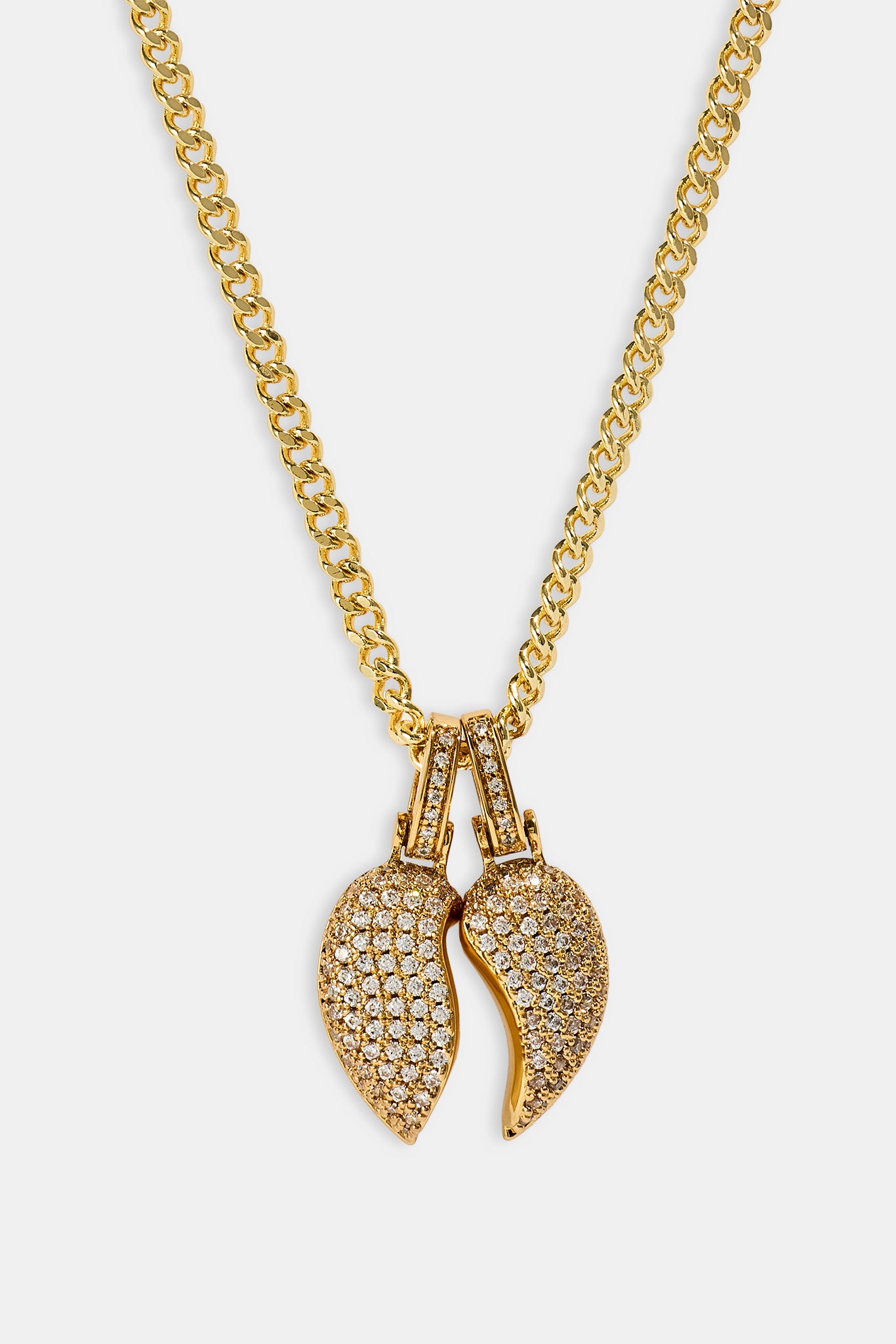 Iced Heartbreak Pendant Necklace - 15mm - Gold