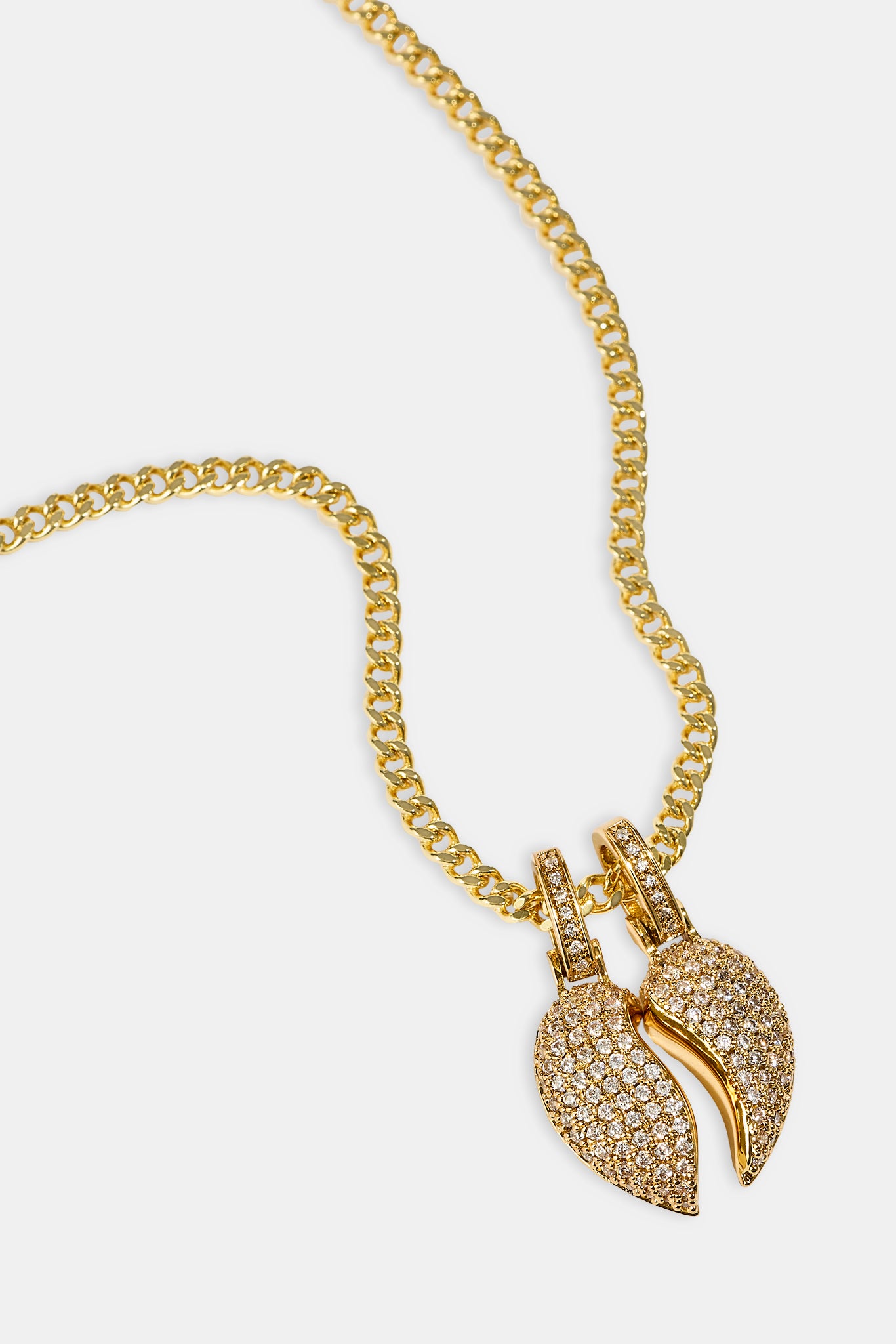 Iced Heartbreak Pendant Necklace - 15mm - Gold