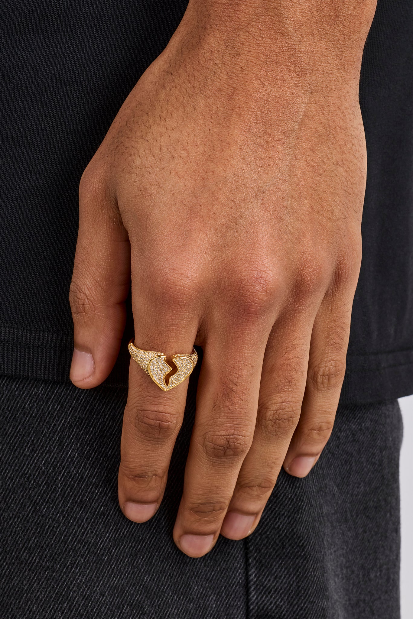 Iced Heartbreak Ring - 15mm - Gold | Mens Rings | Shop Signet